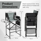 116.5 CM Tall Directors Chair with Foldable Side Table and Footrest-Grey