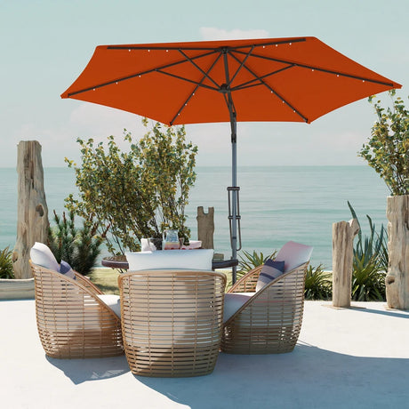 Outsunny 3(m) Solar LED Cantilever Parasol - Orange