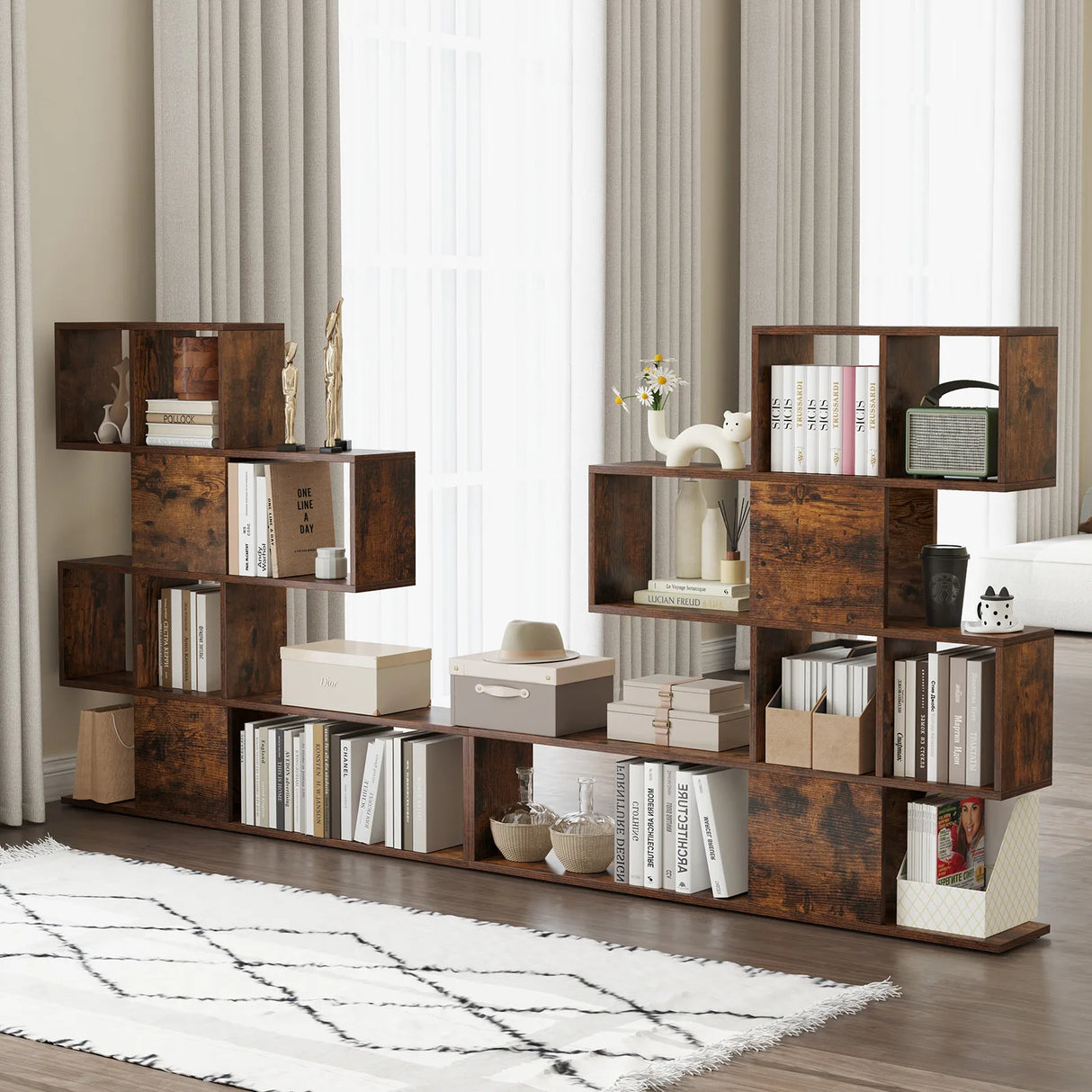 5-Tier Display and Storage Bookshelf for Home and Office-Rustic Brown