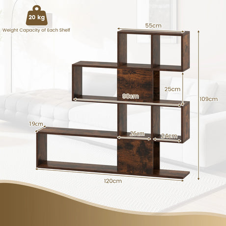5-Tier Display and Storage Bookshelf for Home and Office-Rustic Brown