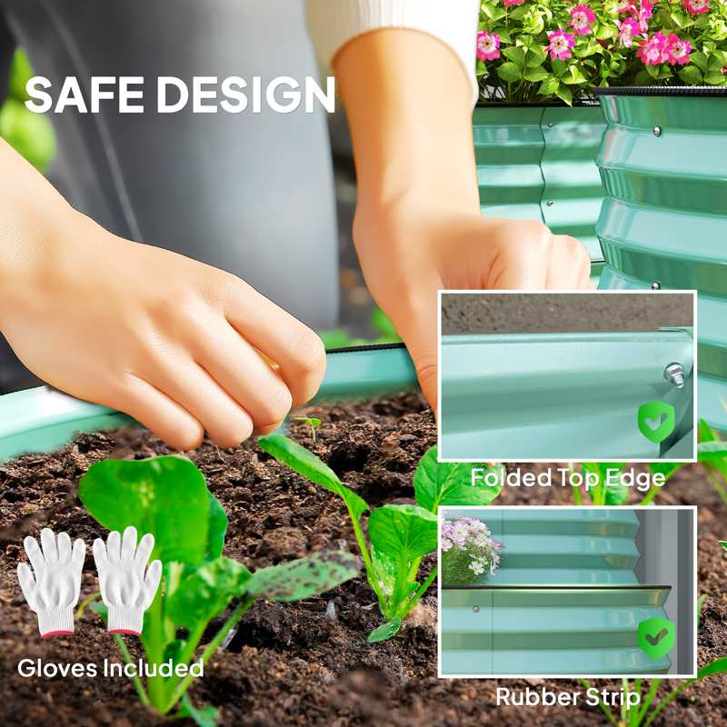 Outsunny Two-Tier Galvanised Steel Garden Planter - Dark Green