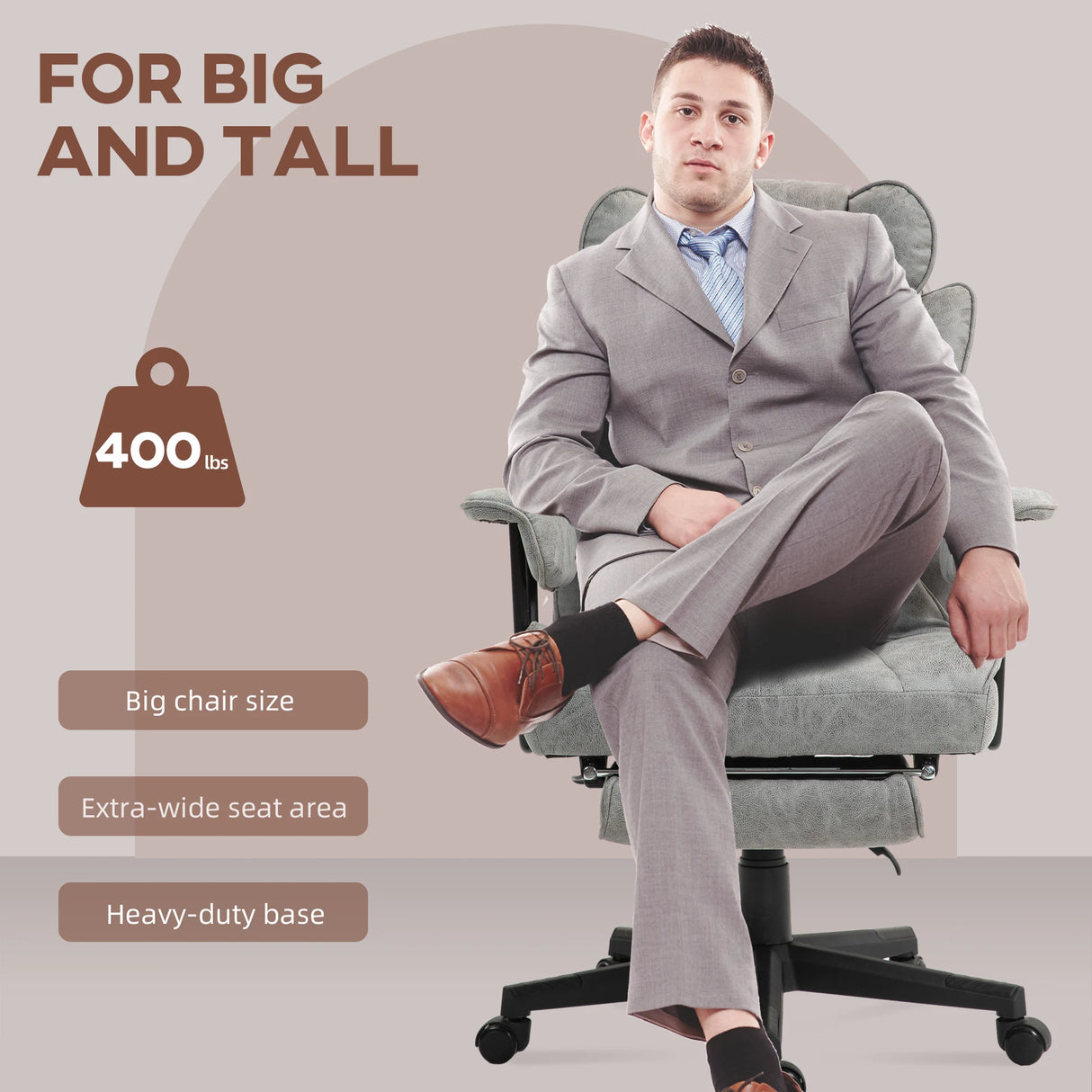 HOMCOM Office Chair with 6 Point Massage and Heat, Ergonomic Desk Chair with Foot Rest, Lumbar Support, Reclining Function and Wide Seat, Height-Adjustable High Back Swivel Rolling for Home, Grey