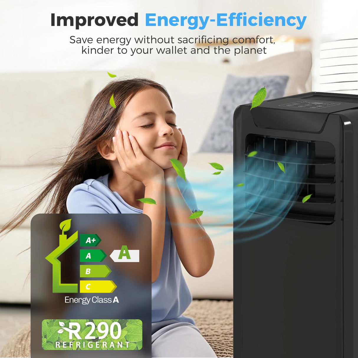 HOMCOM Air Conditioning Unit 10000 BTU, 4-in-1 Portable Air Conditioner with Remote Control, LED Display, 2 Speeds, Black