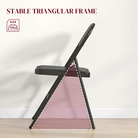 HOMCOM Set of Two Cushioned Folding Chairs - Black