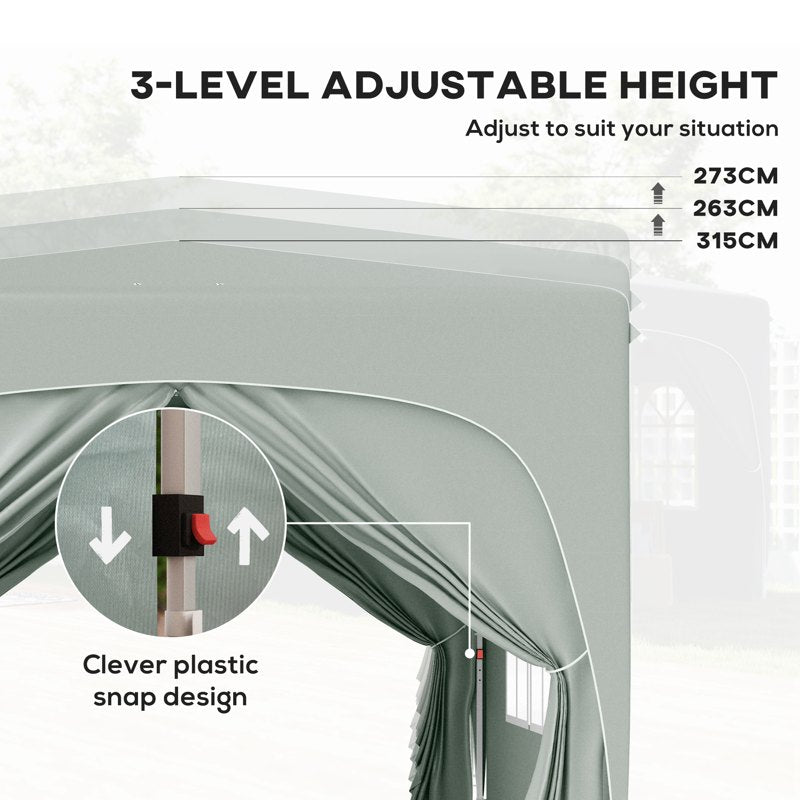 Outsunny 3 x 3m Pop-Up Gazebo Shelter, with Accessories - Light Grey