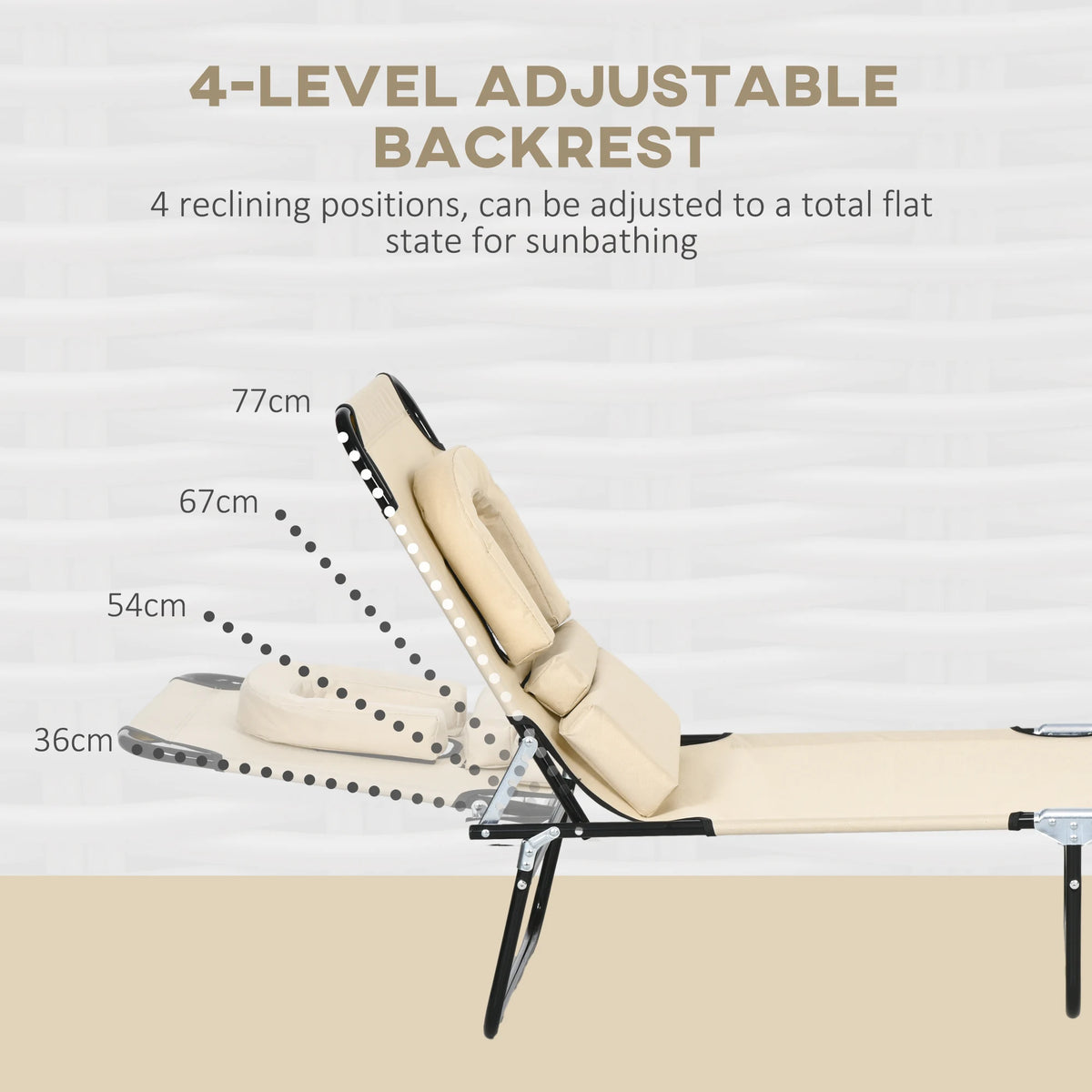 Outsunny Folding Sun Loungers Set of 2 with Face Hole, 4-Position Adjustable Backrest Garden Recliner Chairs Sunbeds, Outdoor Lounge Chairs with 600 D Oxford Cloth Seat, Pillow for Beach, Sand