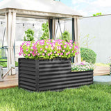 Outsunny Two-Tier Galvanised Steel Garden Planter - Dark Grey