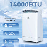 HOMCOM 14000 BTU Mobile Air Conditioner, 35m2, Smart Home WiFi, with Dehumidifier, Fan, 24H Timer, Window Kit, White