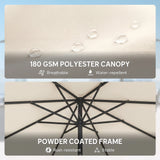 Outsunny 2.7 m Garden Parasol Umbrella with Cross Base and Sandbag, Retractable Ribs, Outdoor Table Market Umbrella, Cream White