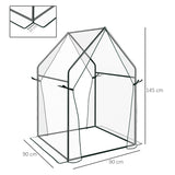 Outsunny Mini Greenhouse, Garden Tomato Growhouse with 2 Zipped Doors, Portable Indoor Outdoor Green House, 90 x 90 x 145cm, Clear