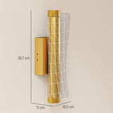 HOMCOM Led Wall Lamp 2 Pack, 9W Modern Indoor Geometric Mesh Wall Light, Colour Temperature Adjustable 3000K/4000K/6500K for Bedroom, Living Room, Hallway, Stairs, Gold Tone