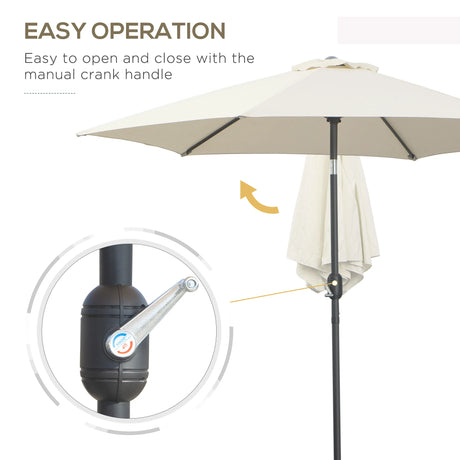 Outsunny2.6M Garden Parasol Umbrella with Tilt and Crank, Outdoor Sun Parasol Sunshade Shelter with Aluminium Frame, Cream White