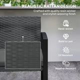 Outsunny Two-Seater Rattan Garden Bench - Grey/Black