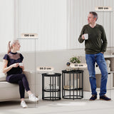 HOMCOM Set of Two Marble-Effect Coffee Tables - Black