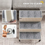 PawHut Dog Stairs with Storage, Non-Slip Cover, Pet Steps for Small Dogs & Older Cats, for Sofa, High Bed, Oak Tone