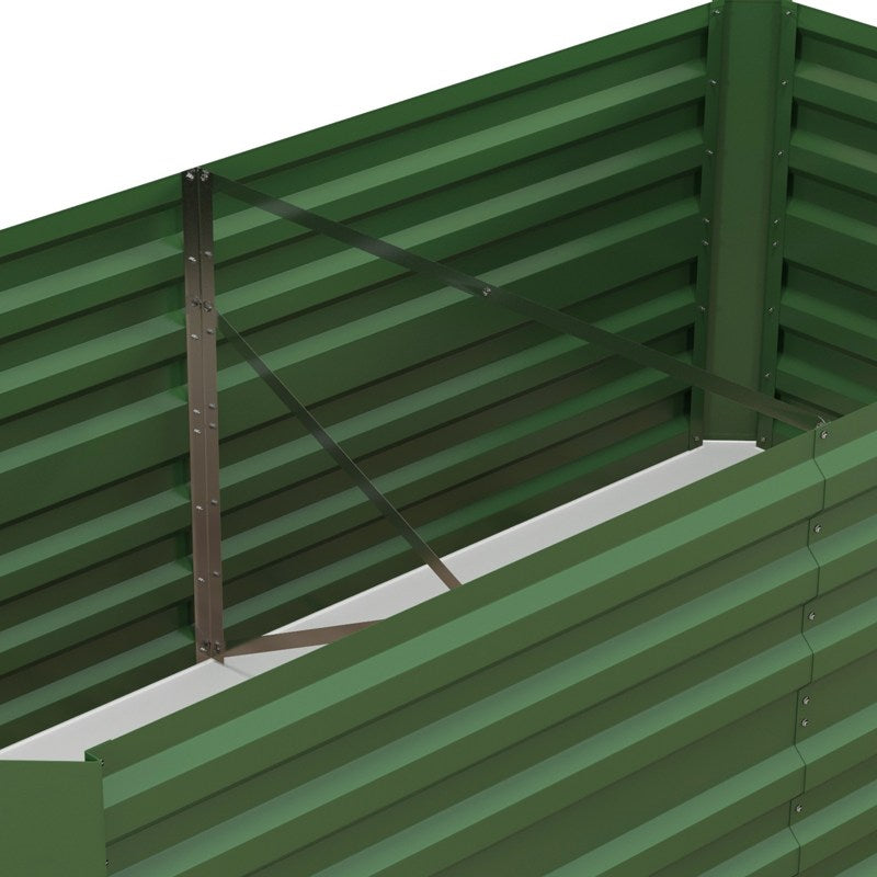 Outsunny Raised Beds for Garden, Galvanised Steel Outdoor Planters with Multi-reinforced Rods, 180 x 90 x 59 cm, Green