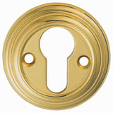 DELAMAIN - ESCUTCHEON EURO PROFILE ROUND FACE FIX - POLISHED BRASS - 55MM - EACH