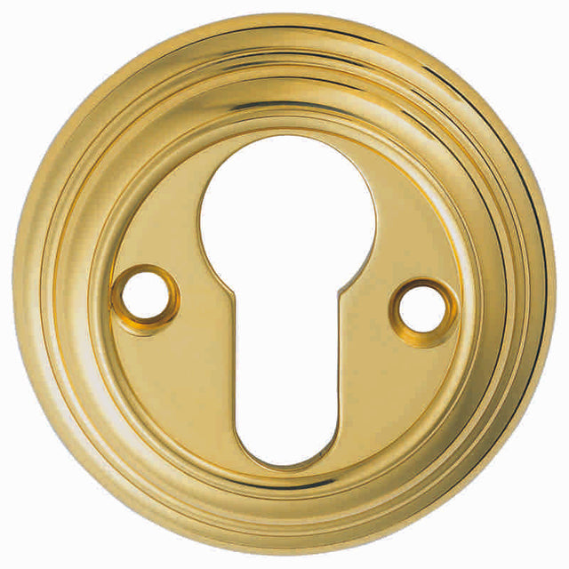 DELAMAIN - ESCUTCHEON EURO PROFILE ROUND FACE FIX - POLISHED BRASS - 55MM - EACH