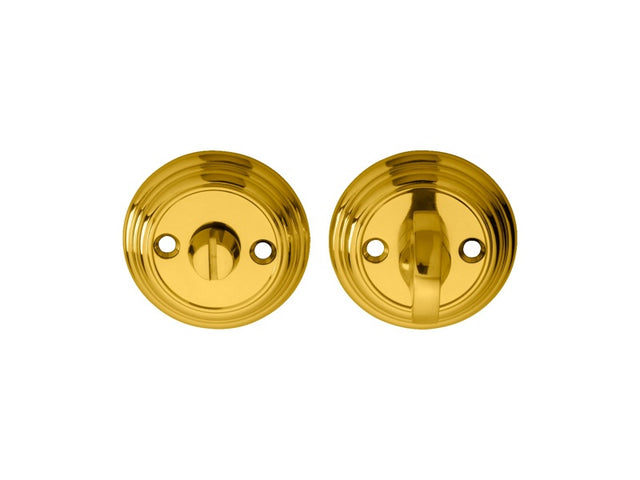 DELAMAIN TURN & RELEASE ON ROUND ROSE (4.9 X 67MM SPINDLE) - (FACE FIX) - POLISHED BRASS - 55MM - SET
