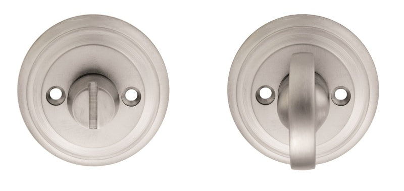 DELAMAIN TURN & RELEASE ON ROUND ROSE (4.9 X 67MM SPINDLE) - (FACE FIX) - SATIN CHROME - 55MM - SET