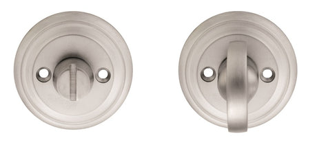 DELAMAIN TURN & RELEASE ON ROUND ROSE (4.9 X 67MM SPINDLE) - (FACE FIX) - SATIN CHROME - 55MM - SET