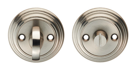 DELAMAIN TURN & RELEASE ON ROUND ROSE (4.9 X 67MM SPINDLE) - (FACE FIX) - SATIN NICKEL - 55MM - SET