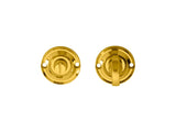 DELAMAIN TURN & RELEASE ON ROUND ROSE SMALL (4.9 X 67MM SPINDLE) - (FACE FIX) - POLISHED BRASS - 42MM - SET