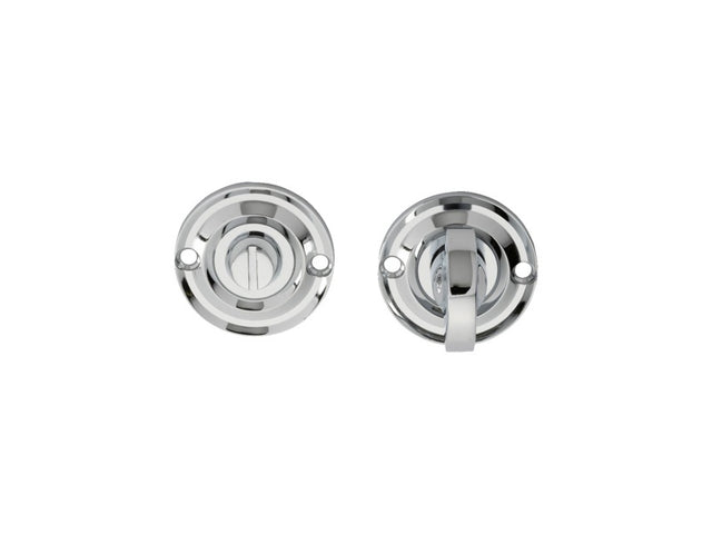 DELAMAIN TURN & RELEASE ON ROUND ROSE SMALL (4.9 X 67MM SPINDLE) - (FACE FIX) - POLISHED CHROME - 42MM - SET