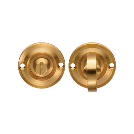 DELAMAIN TURN & RELEASE ON ROUND ROSE SMALL (4.9 X 67MM SPINDLE) - (FACE FIX) - SATIN BRASS - EACH