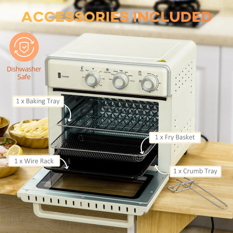 HOMCOM 20L 90-230 Mini Electric Oven - Cream