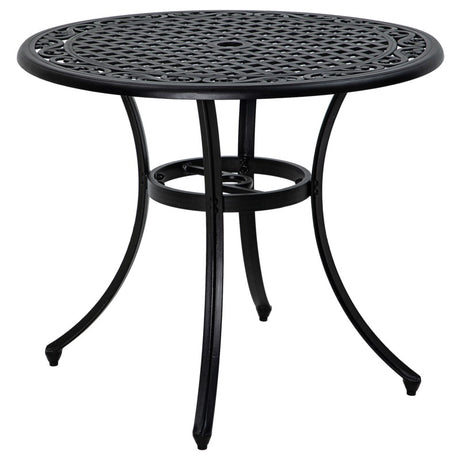 Outsunny Φ90cm Four-Seated Round Aluminium Garden Table, with Parasol Hole