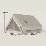 Outsunny Inflatable Camping Tent, 4 Season Hot Tent 10000mm Waterproof with Chimney Opening, Sky Light and Air Pump, Khaki