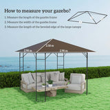 Outsunny 3 x 3(m) Gazebo Canopy Replacement Cover, Garden Gazebo Roof Replacement with Drain Holes, Water-resistant Plastic Coating, 370g/㎡, UPF30+, TOP COVER ONLY, Brown