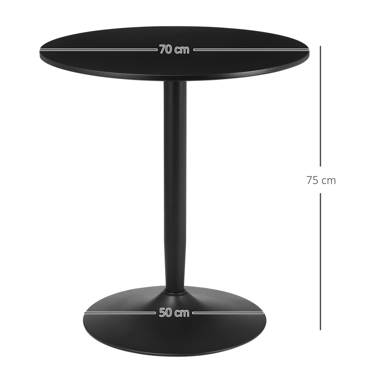 HOMCOM 75H x 70cm Two-Person Minimalistic Dining Table - Black