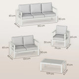 Outsunny 5 Pieces Aluminium Garden Furniture Set with Olefin Cushions, Extra Deep Outdoor Garden Sofa Set, White