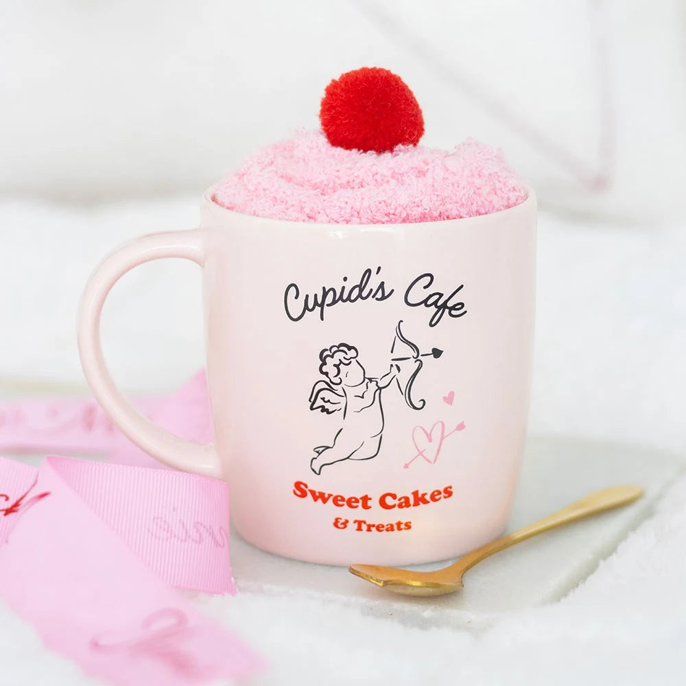 Cupid's Caf Mug, Spoon and Socks Set