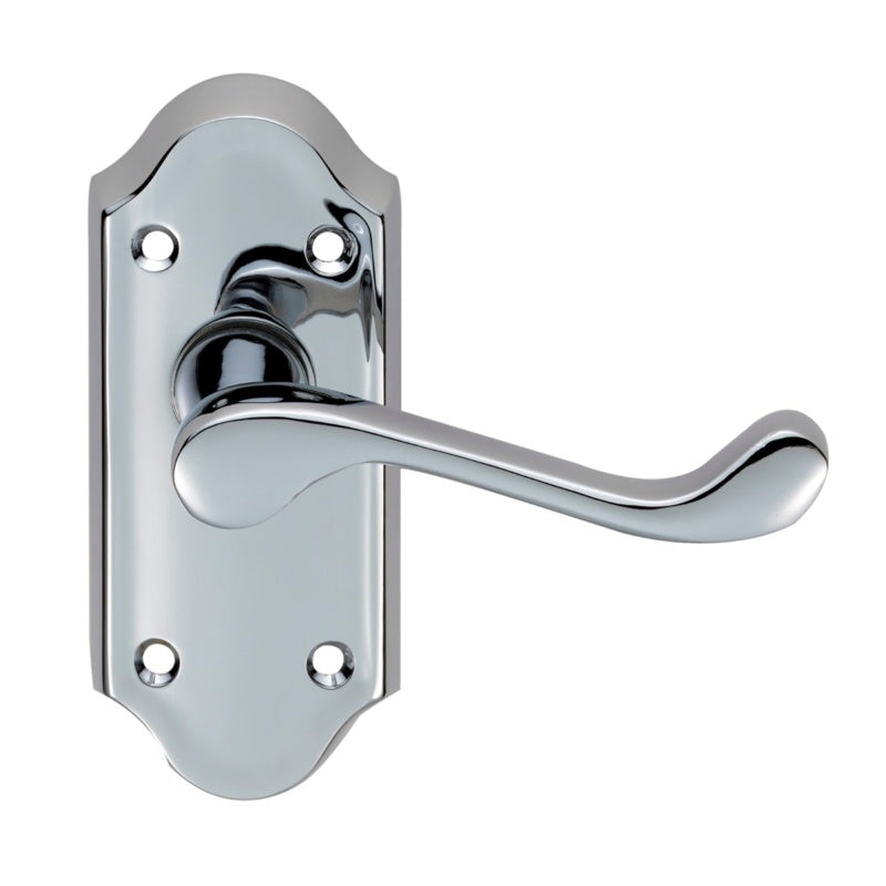 ASHTEAD LEVER ON FACE-FIX BACKPLATE - LATCH - POLISHED CHROME - 112 X 48MM - PAIR