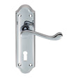 ASHTEAD LEVER ON BACKPLATE - LOCK 57MM C/C - POLISHED CHROME - 168MM X 48MM - PAIR