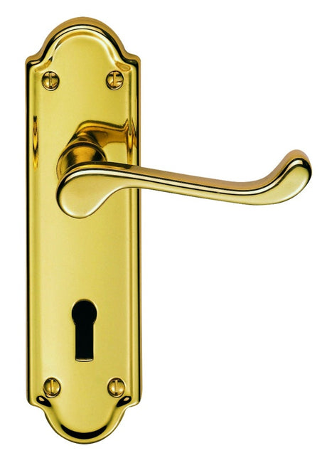 ASHTEAD LEVER ON BACKPLATE - LOCK 57MM C/C - STAINLESS BRASS - 168MM X 48MM - PAIR