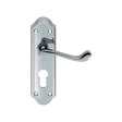 ASHTEAD LEVER ON BACKPLATE - LOCK EURO PROFILE 47.5MM C/C - POLISHED CHROME - 168MM X 48MM - PAIR