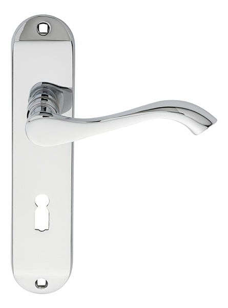 ANDROS LEVER ON BACKPLATE - LOCK 57MM C/C - POLISHED CHROME - 180MM X 40MM - PAIR