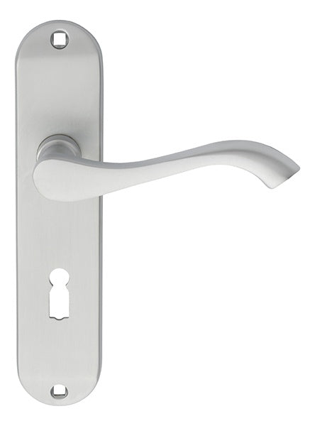 ANDROS LEVER ON BACKPLATE - LOCK 57MM C/C - SATIN CHROME - 180MM X 40MM - PAIR