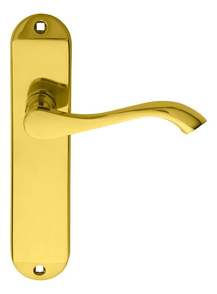 ANDROS LEVER ON BACKPLATE - LATCH - POLISHED BRASS - 180MM X 40MM - PAIR