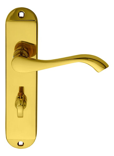 ANDROS LEVER ON BACKPLATE - BATHROOM 57MM C/C - POLISHED BRASS - 180MM X 40MM - PAIR