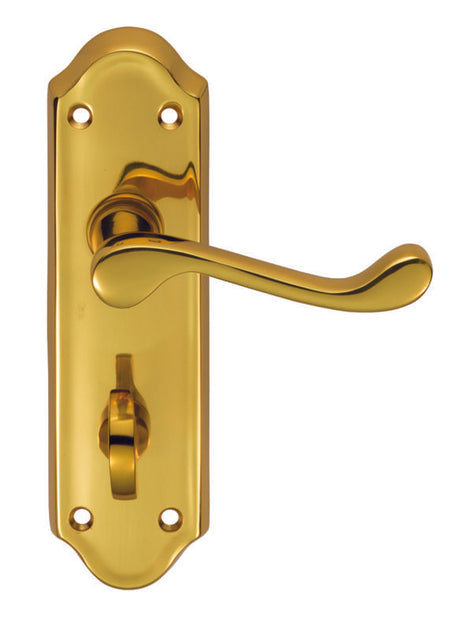 ASHTEAD LEVER ON BACKPLATE - BATHROOM 57MM C/C - POLISHED BRASS - 168MM X 48MM - PAIR