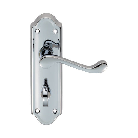 ASHTEAD LEVER ON BACKPLATE - BATHROOM 57MM C/C - POLISHED CHROME - 168MM X 48MM - PAIR