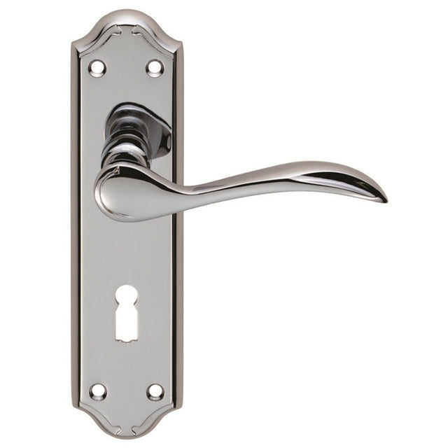 MADRID LEVER ON BACKPLATE - LOCK 57MM C/C - POLISHED CHROME - 180MM X 45MM - PAIR