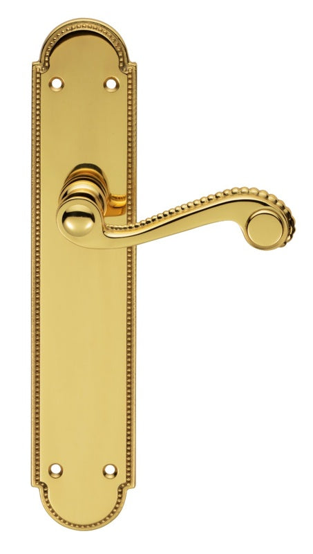 CHESHAM LEVER ON BACKPLATE - LATCH - POLISHED BRASS - 248MM X 50MM - PAIR