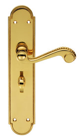 CHESHAM LEVER ON BACKPLATE - BATHROOM 57MM C/C - POLISHED BRASS - 248MM X 50MM - PAIR