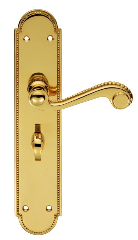 CHESHAM LEVER ON BACKPLATE - BATHROOM 57MM C/C - POLISHED BRASS - 248MM X 50MM - PAIR